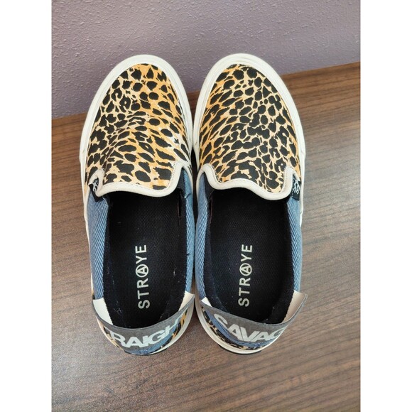 Straye Slip On Sneakers Straight Savage Animal Print Orange Black M8.5/W10 - Picture 5 of 8
